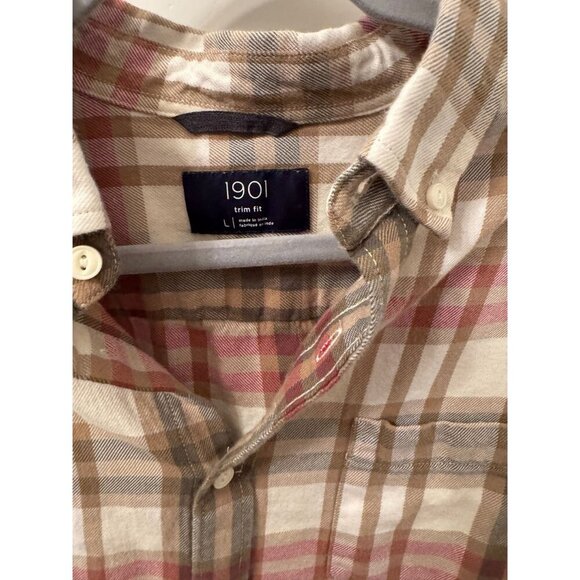 Men's button down plaid shirt by 1901 size large - Picture 2 of 3